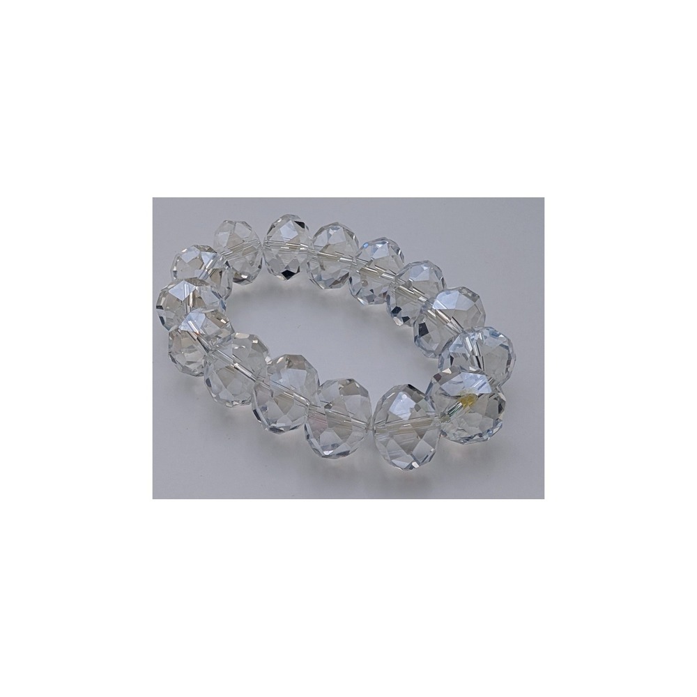 Clear Faceted Crystal Bead Stretch Bracelet Round Elegant Sparkle Jewelry